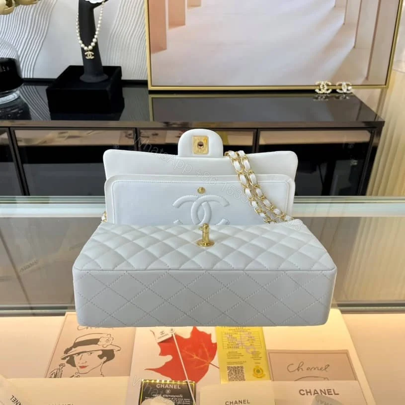 View 4 of Chanel Classic Medium Handbag White 25Cm A01112