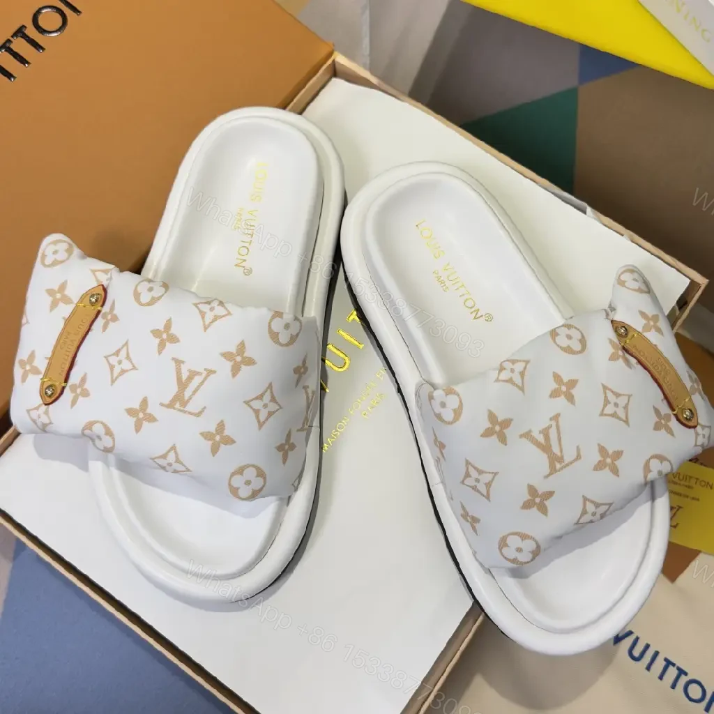 View 8 of White Monogram Slip-Ons: Sculpted Comfort Sandals