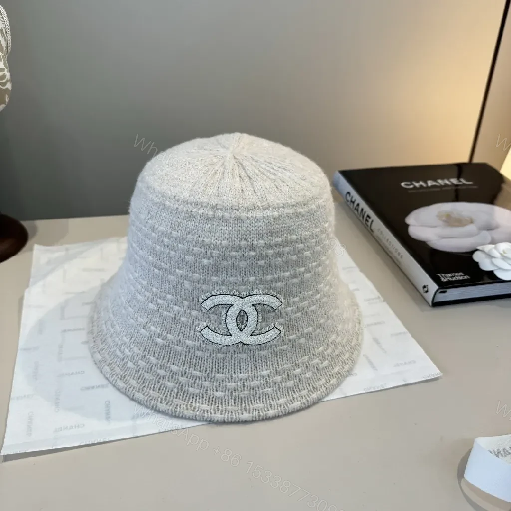 View 9 of Soft-knit White Bucket Hat with Subtle Logo Embroidery