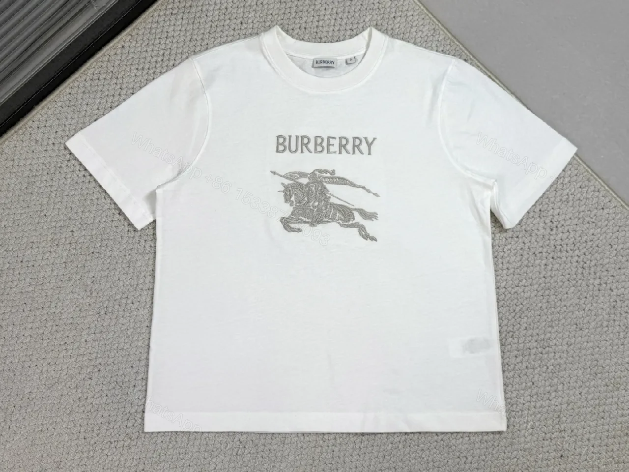 White Cotton Tee with Metallic Crest Detailing, Premium Casual Style — view 1