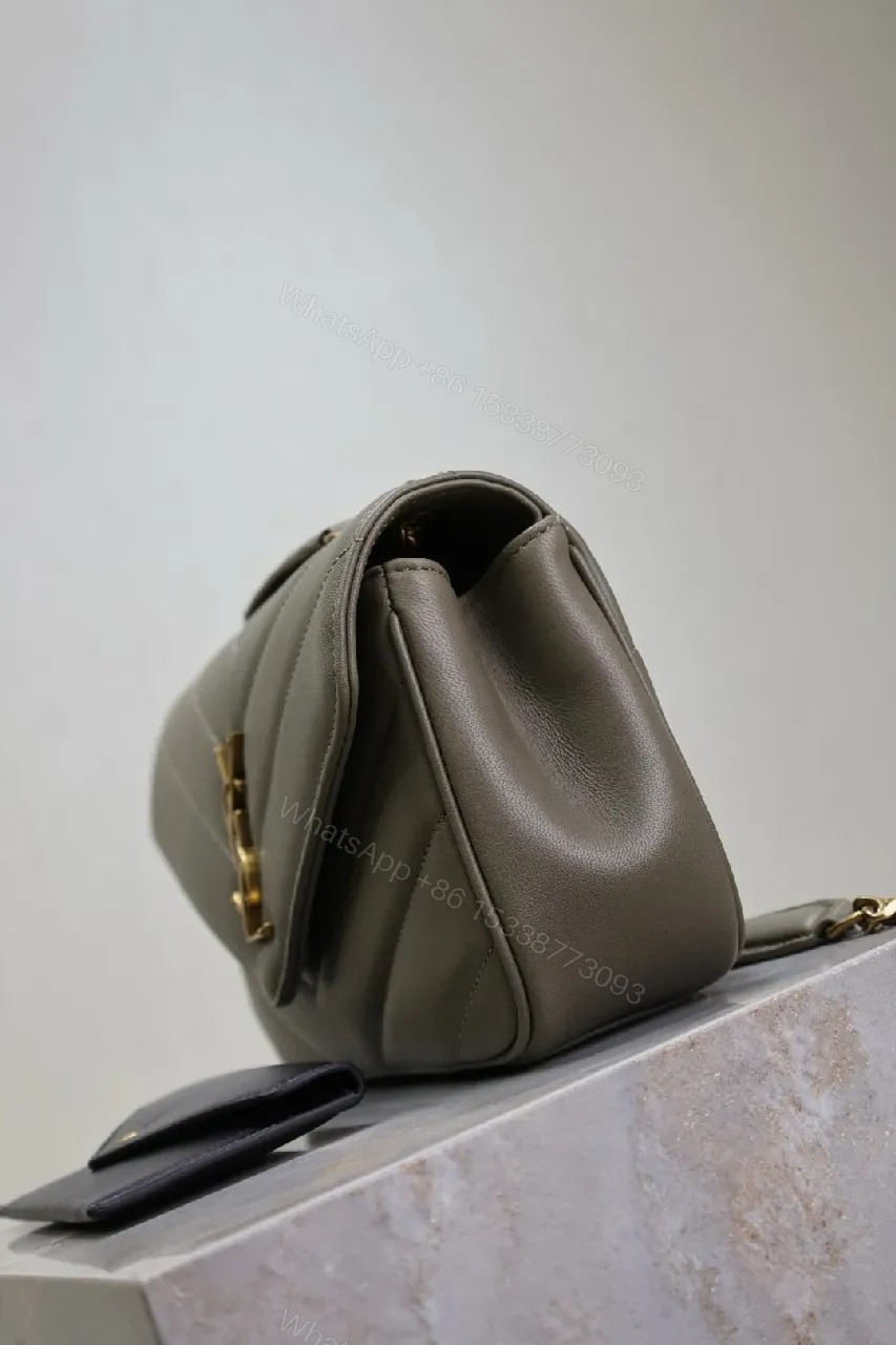 View 3 of Quilted Leather Bag with Gold Hardware, Structured, Versatile Tote