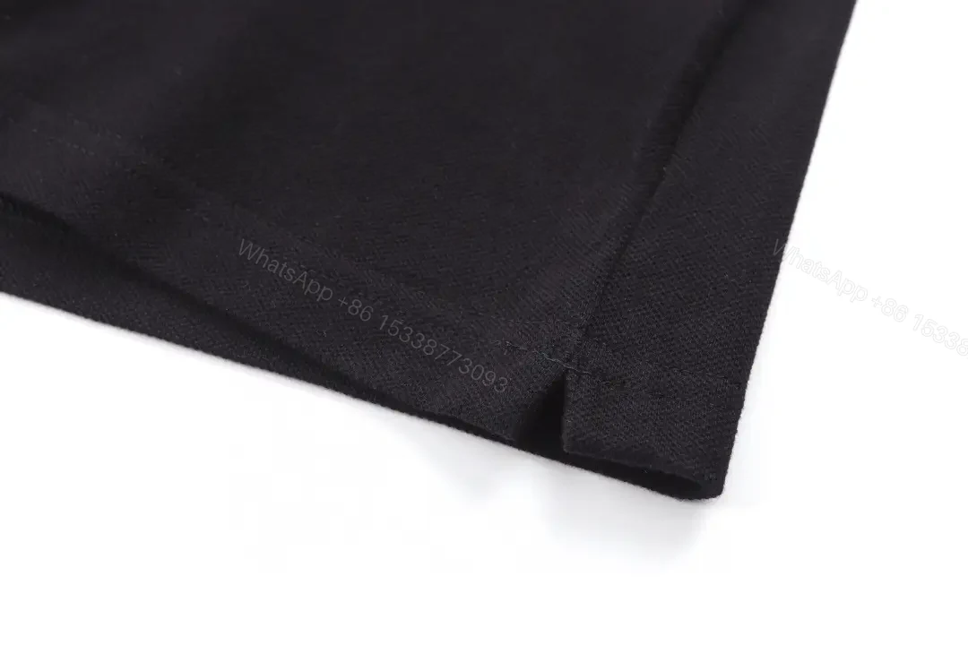 View 7 of Classic Black Polo with Subtle Crest, Premium Cotton-Blend, Menswear