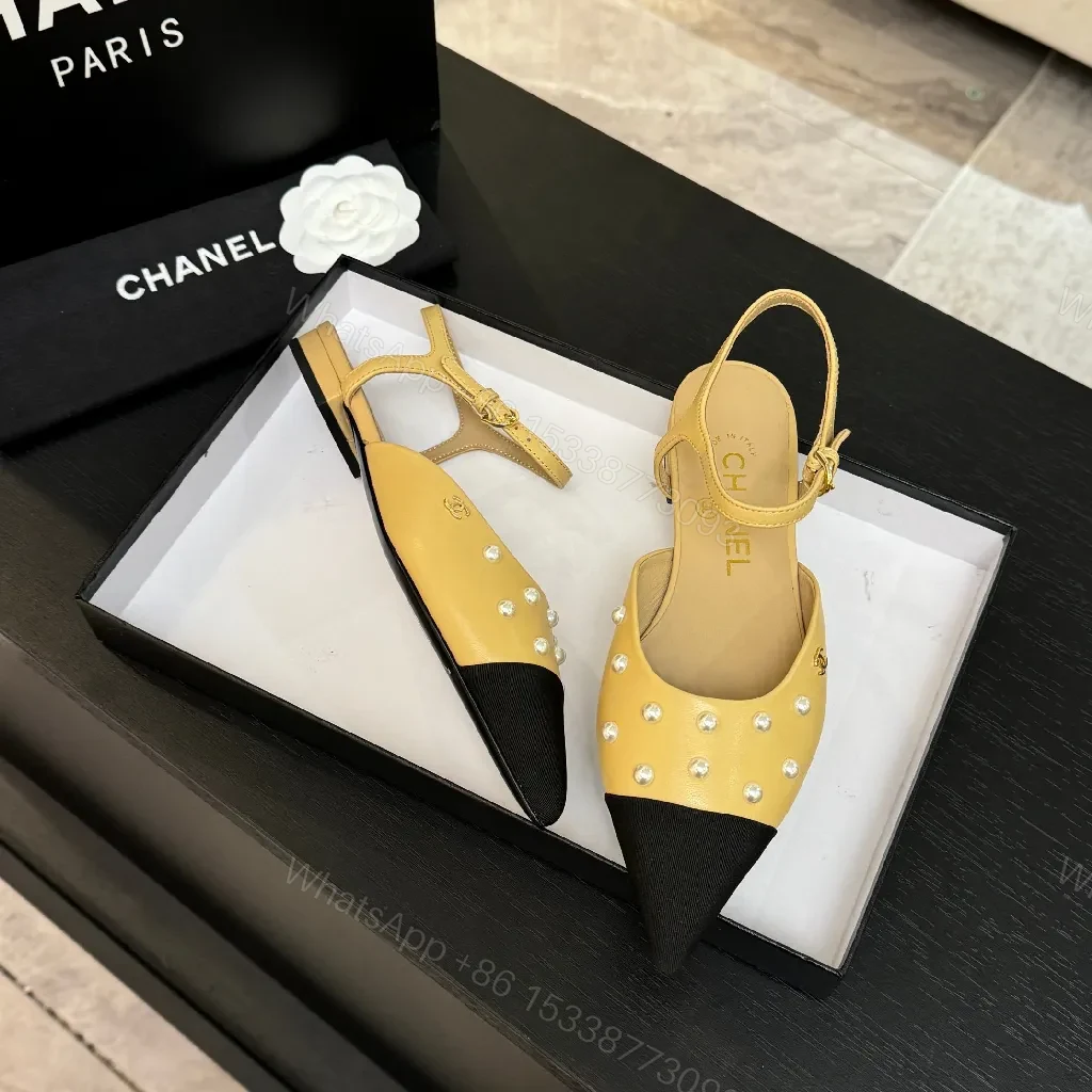 View 6 of Two-Tone Pearl Slingbacks: Knit-Style Heels, Comfort All Day