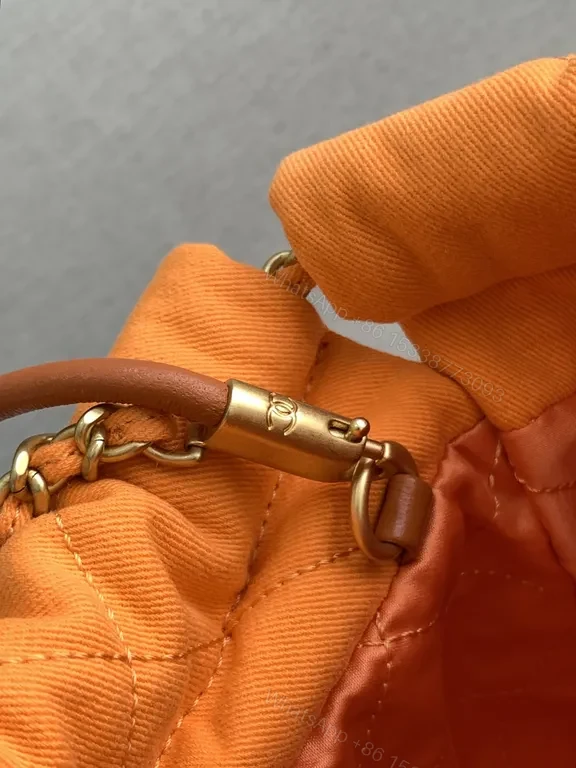 View 6 of Bright Orange Quilted Chain Bag with Chanel Hardware - Luxury Crossbody
