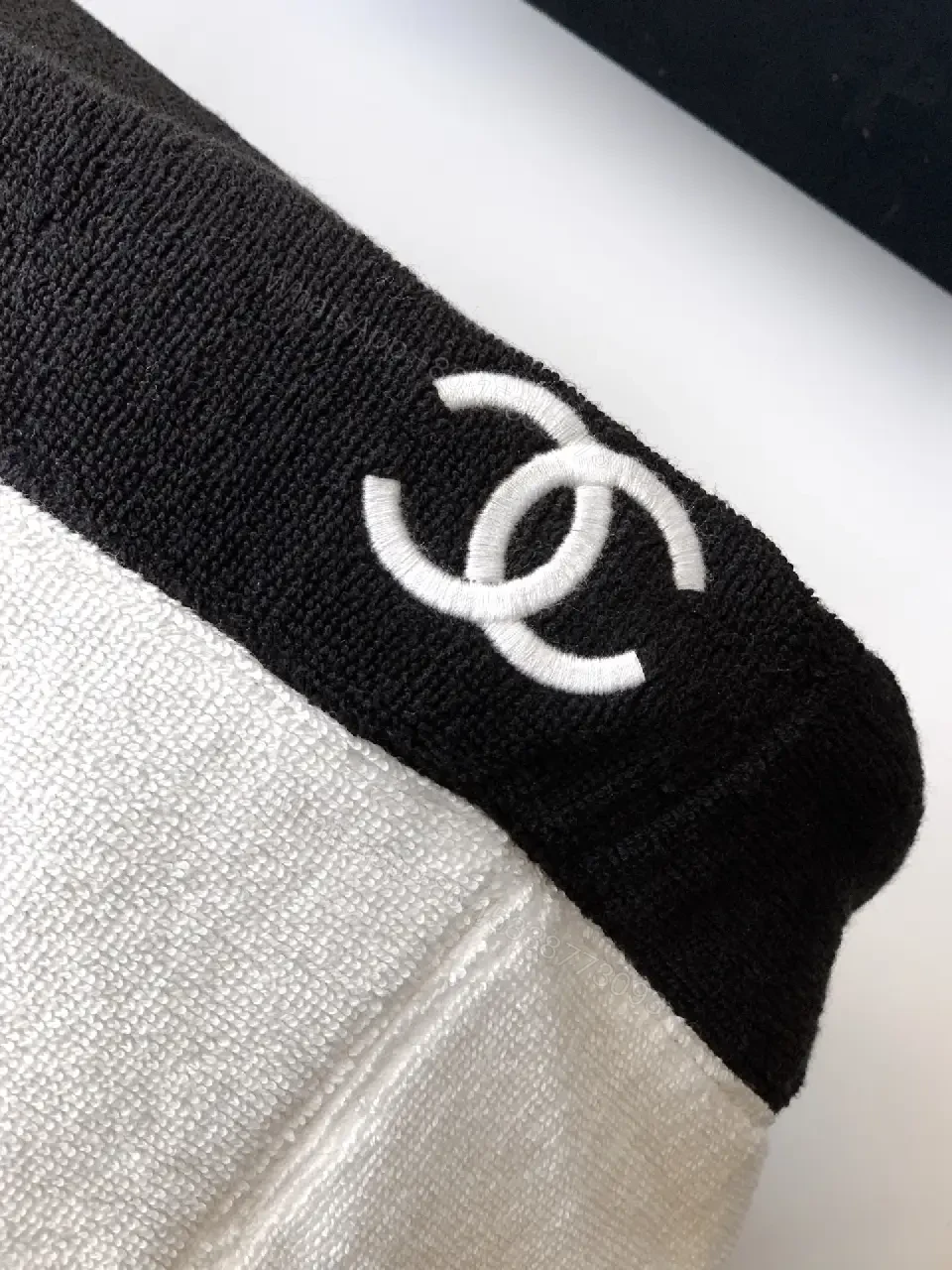 View 4 of Two-Tone Knit Slouchy Hobo Bag with Chanel-Inspired Logo