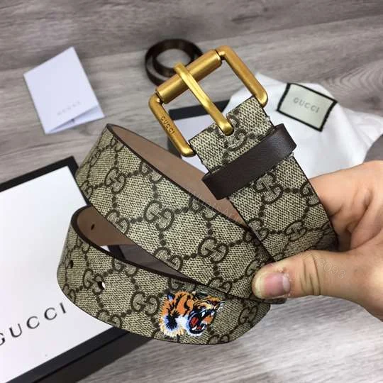 View 5 of GUCCI TIGER PRINT GG SUPREME BELT – B40