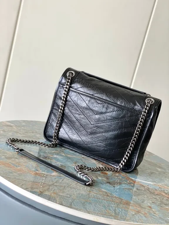 View 9 of Chic Black Quilted YSL-Style Shoulder Bag with Chain Strap