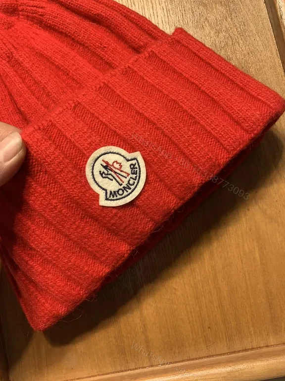 View 3 of Bold Red Rib-Knit Beanie: Moncler Warmth & Luxury Style