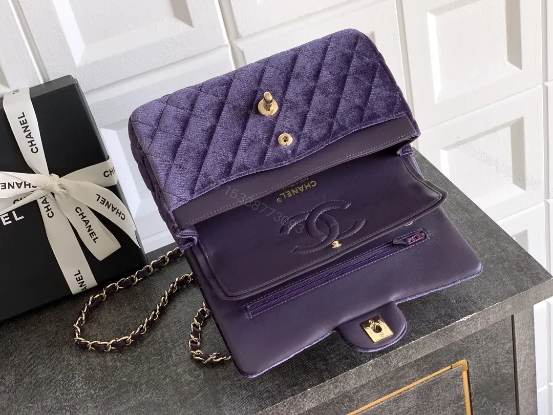View 3 of Chic Velvet Crossbody with Gold Chain Strap: Everyday Luxury