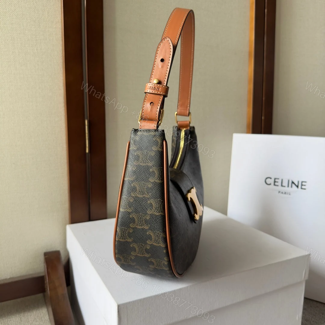 View 7 of CELINE AVA TRIOMPHE SOFT BAG IN CANVAS AND CALFSKIN TAN