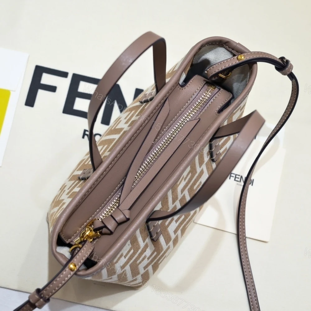 View 4 of FENDI ROLL MINI FF JACQUARD MINI BAG BROWN 23CM
