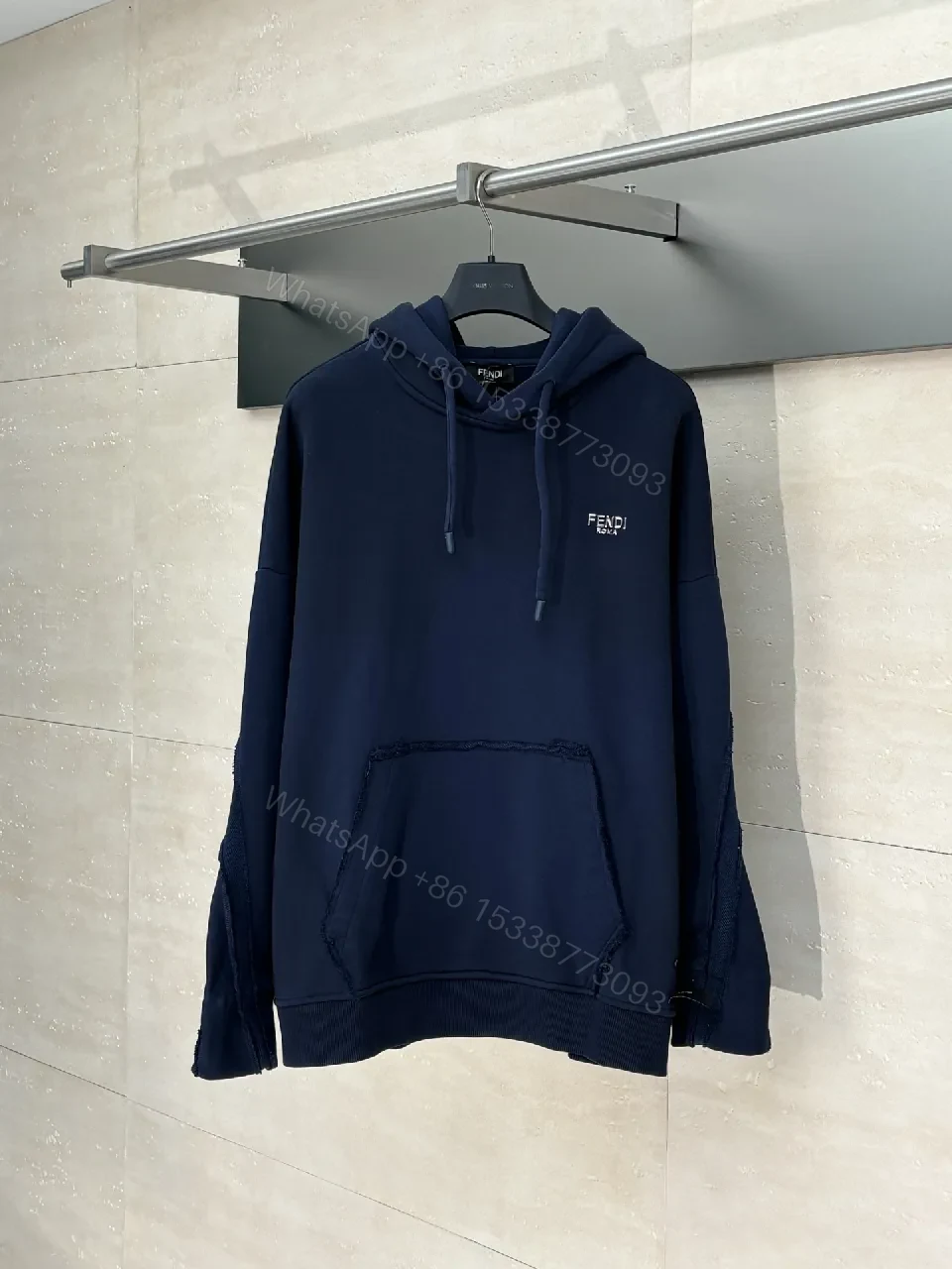 Covert Navy Cotton-Blend Hoodie: Elevated Everyday Essential — view 1