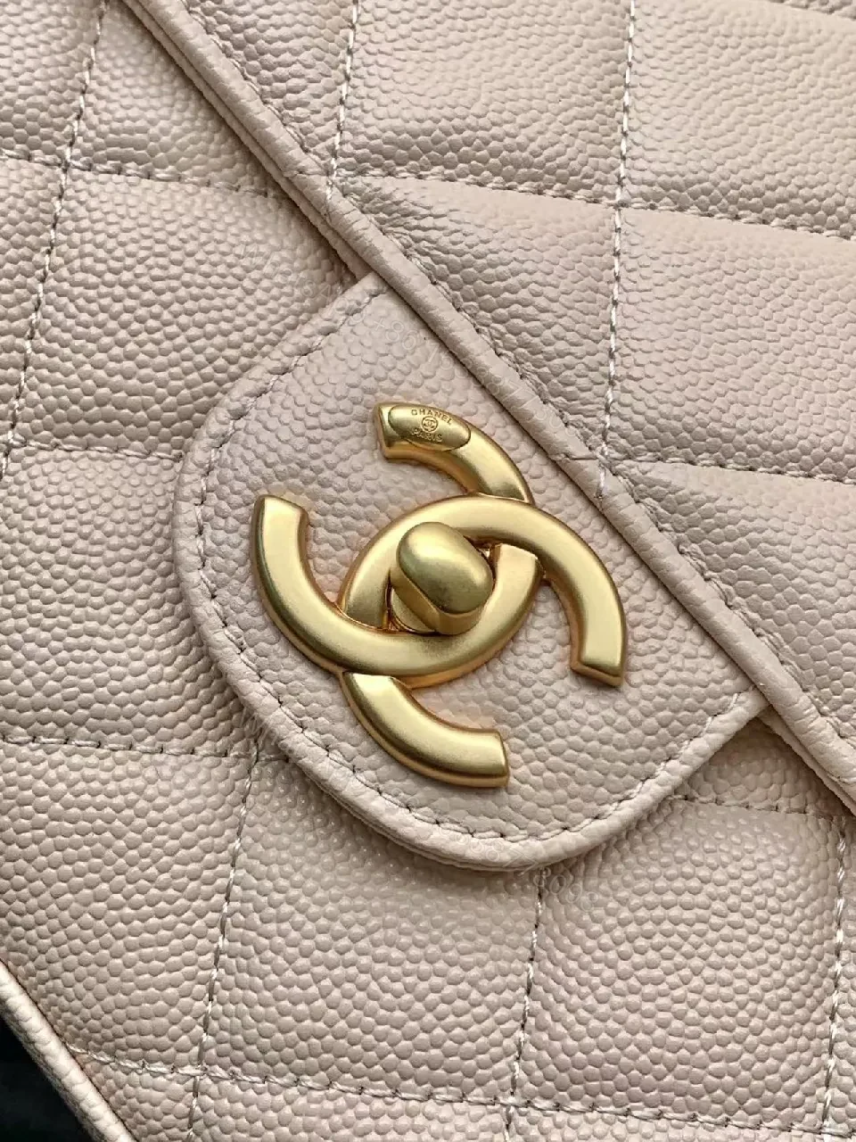 View 6 of Soft Beige Quilted Bag with Luxe Chain – Compact Luxury Tote