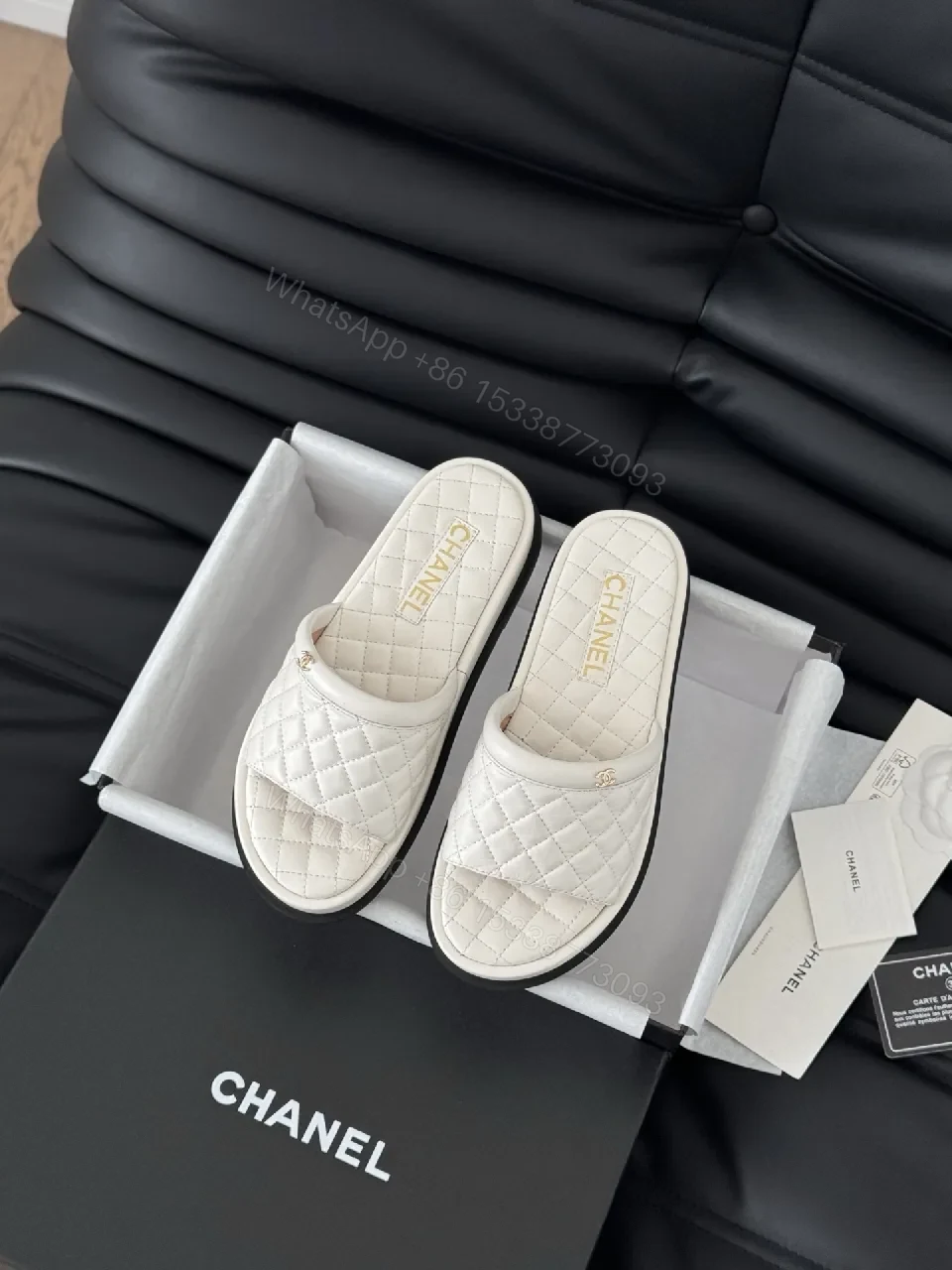 Quilted Embossed Slides: Luxury Comfort Casual Footwear — view 1