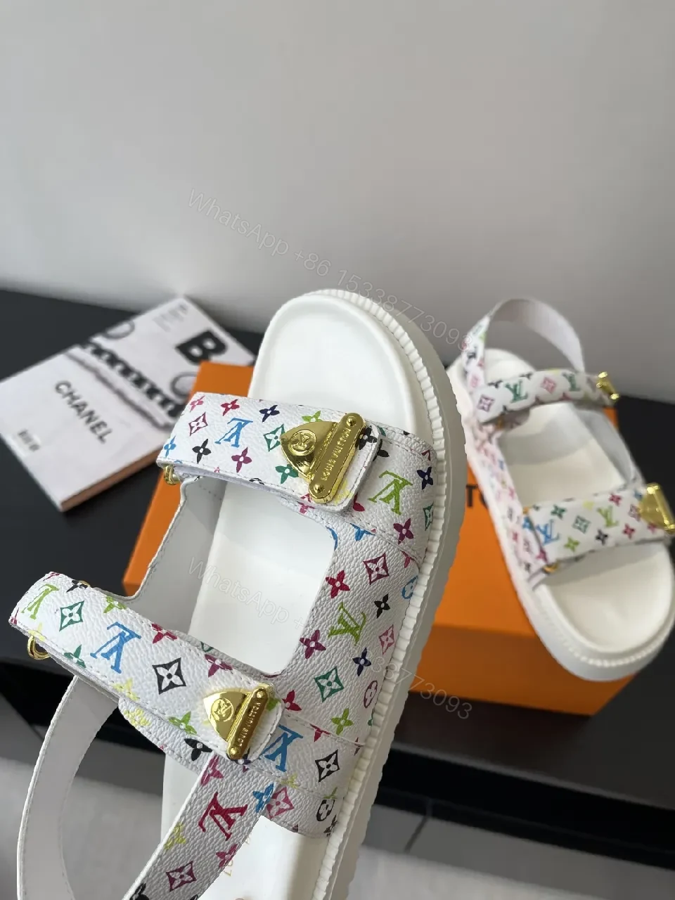 View 7 of Colorful Monogram Comfort Sandals: Playful Luxury in Steps