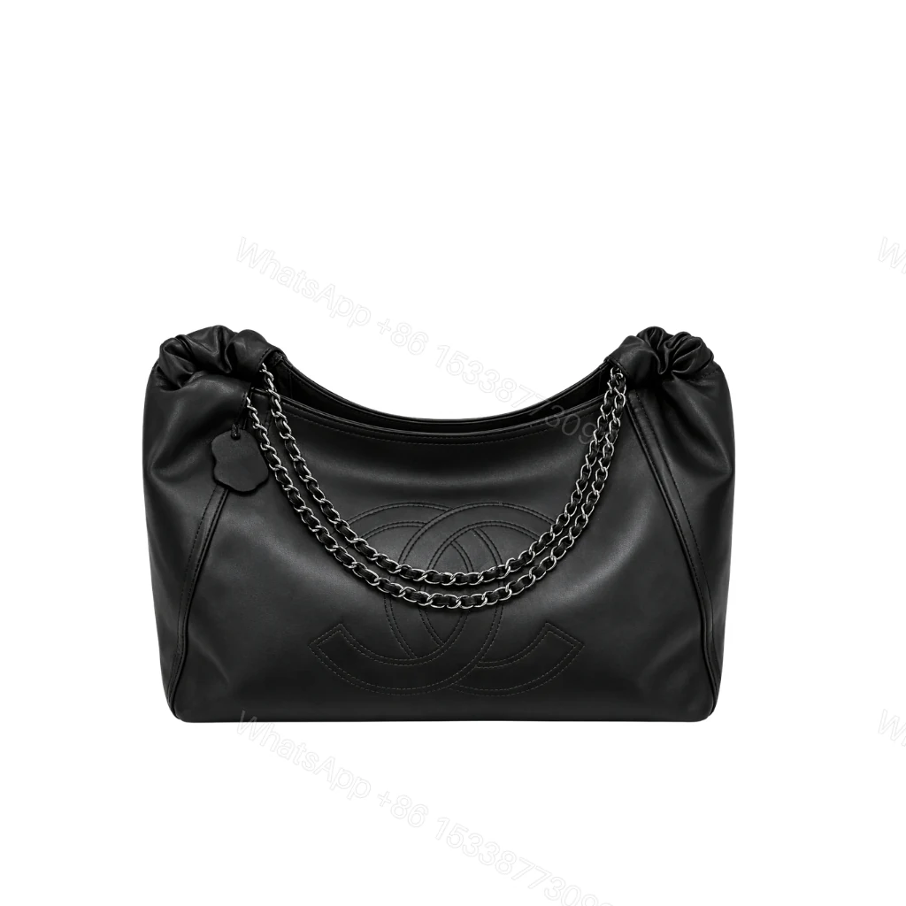 Chanel Large Hobo Bag Black Leather Chain Strap 36Cm — view 1