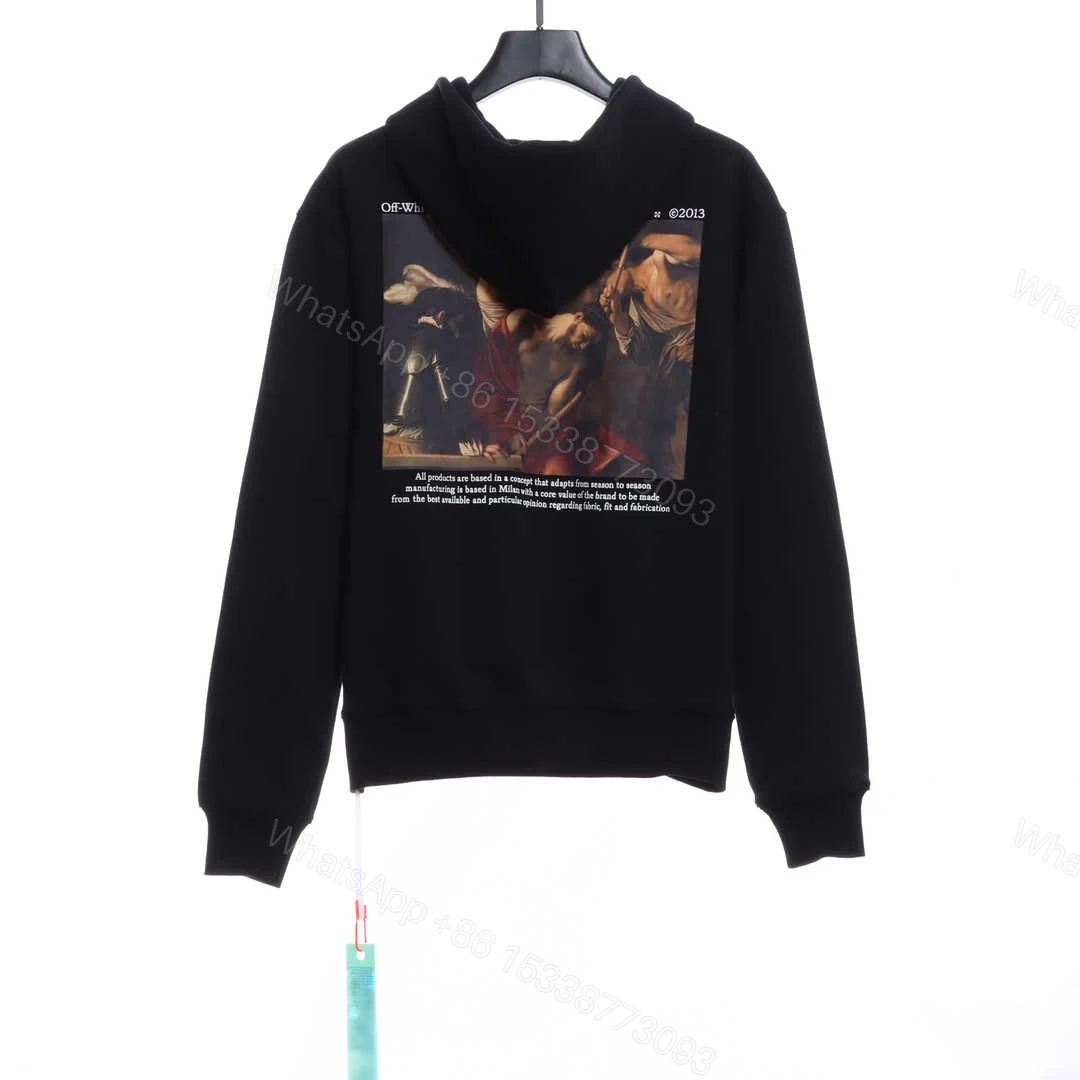 Off-White Vintage Classical Religious Oil Painting Hoodie — view 1