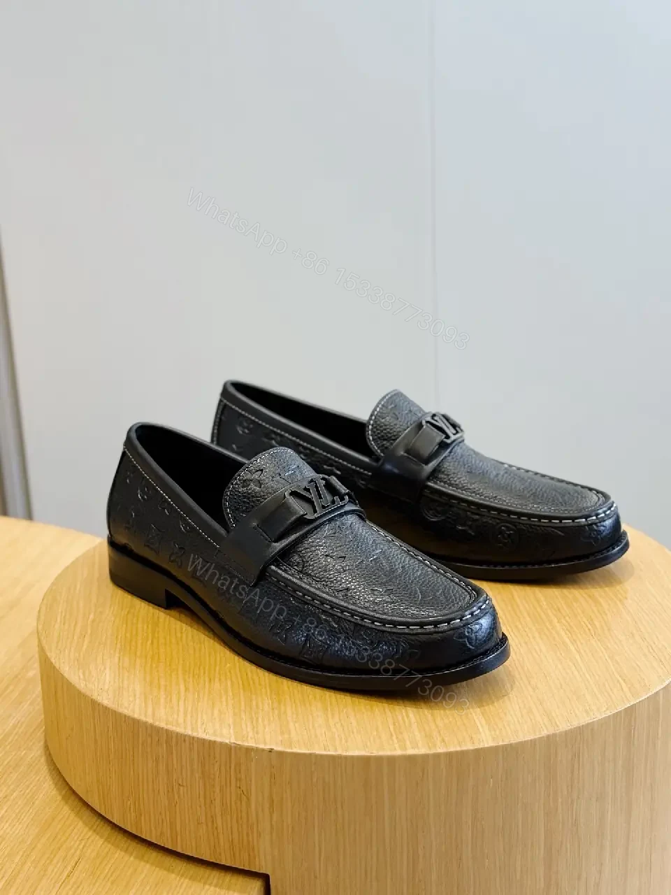 View 8 of Black Leather Moccasin Loafers with LV Buckle, Casual Style, Men’s Shoes