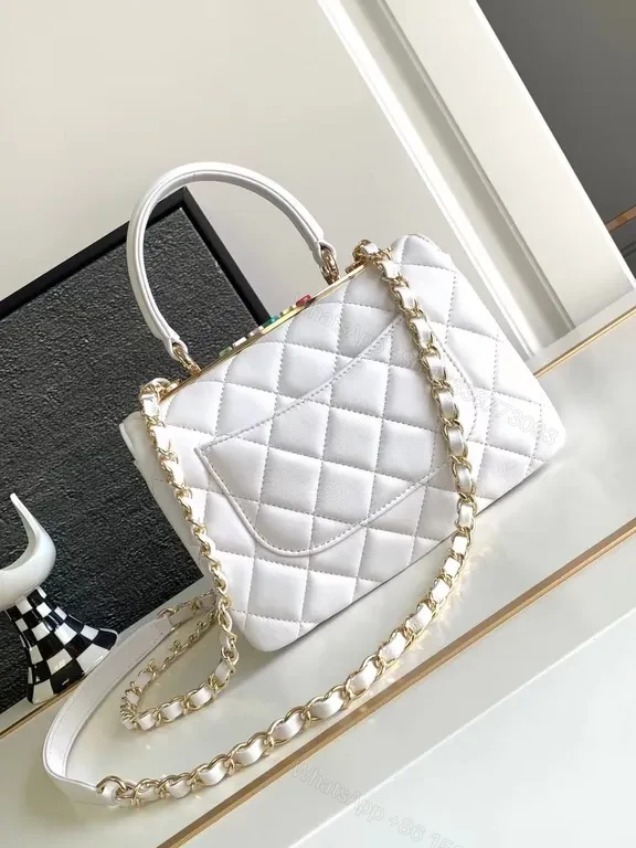 View 2 of White Quilted Bag with Gold Hardware â€” Everyday Luxury Bag