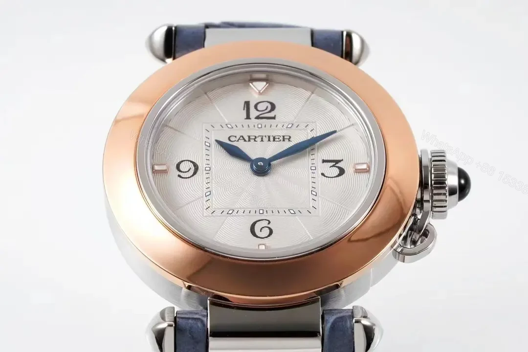 View 2 of Cartier Pasha de Cartier Women’s Watch – 30mm Rose Gold with Blue Leather Strap