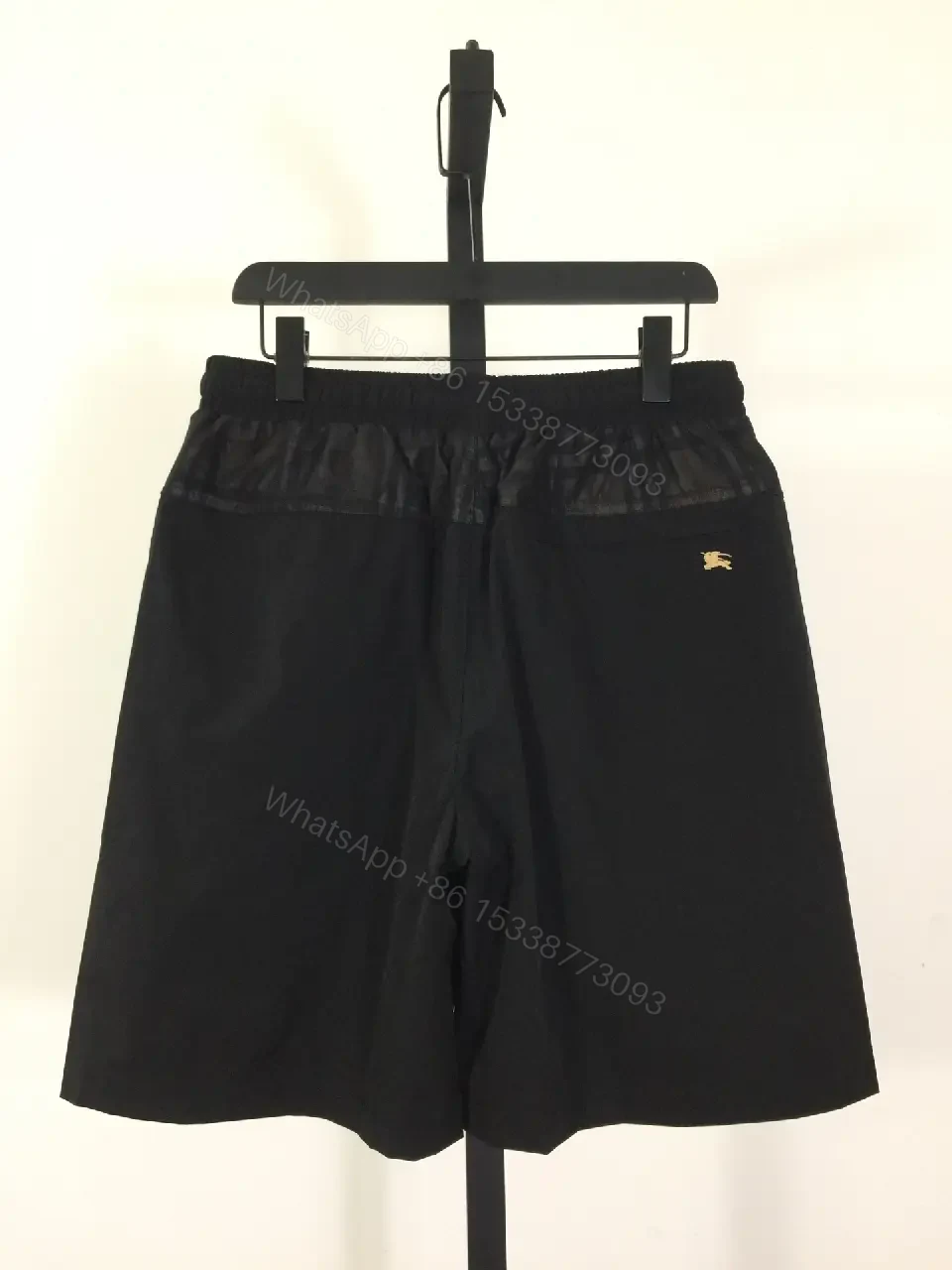 View 8 of Black Nylon Shorts with Burberry Stripes Drawcord Opening