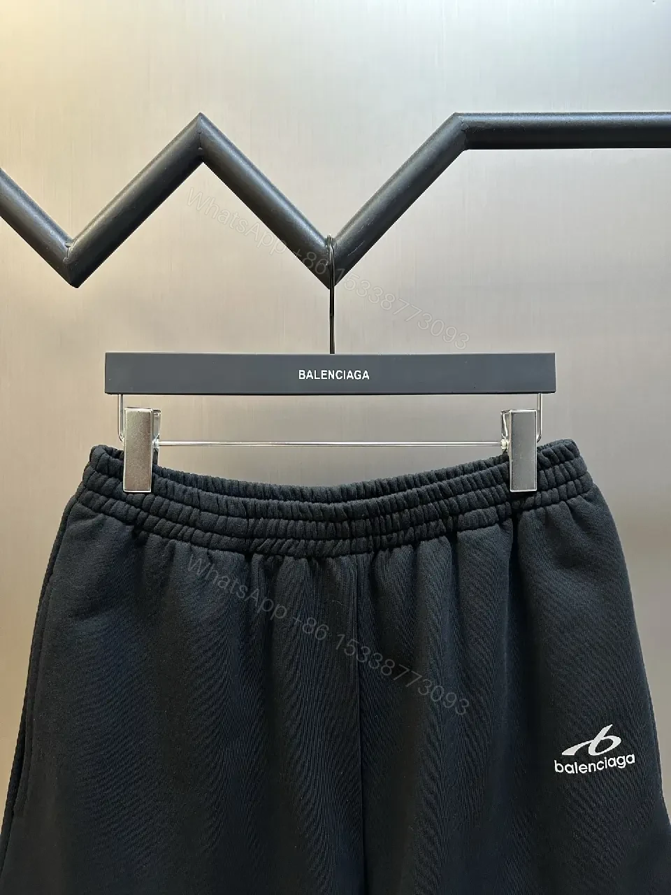 View 10 of Black Cotton Sweatshorts Balenciaga Logo Casual Elastic Waist Shorts