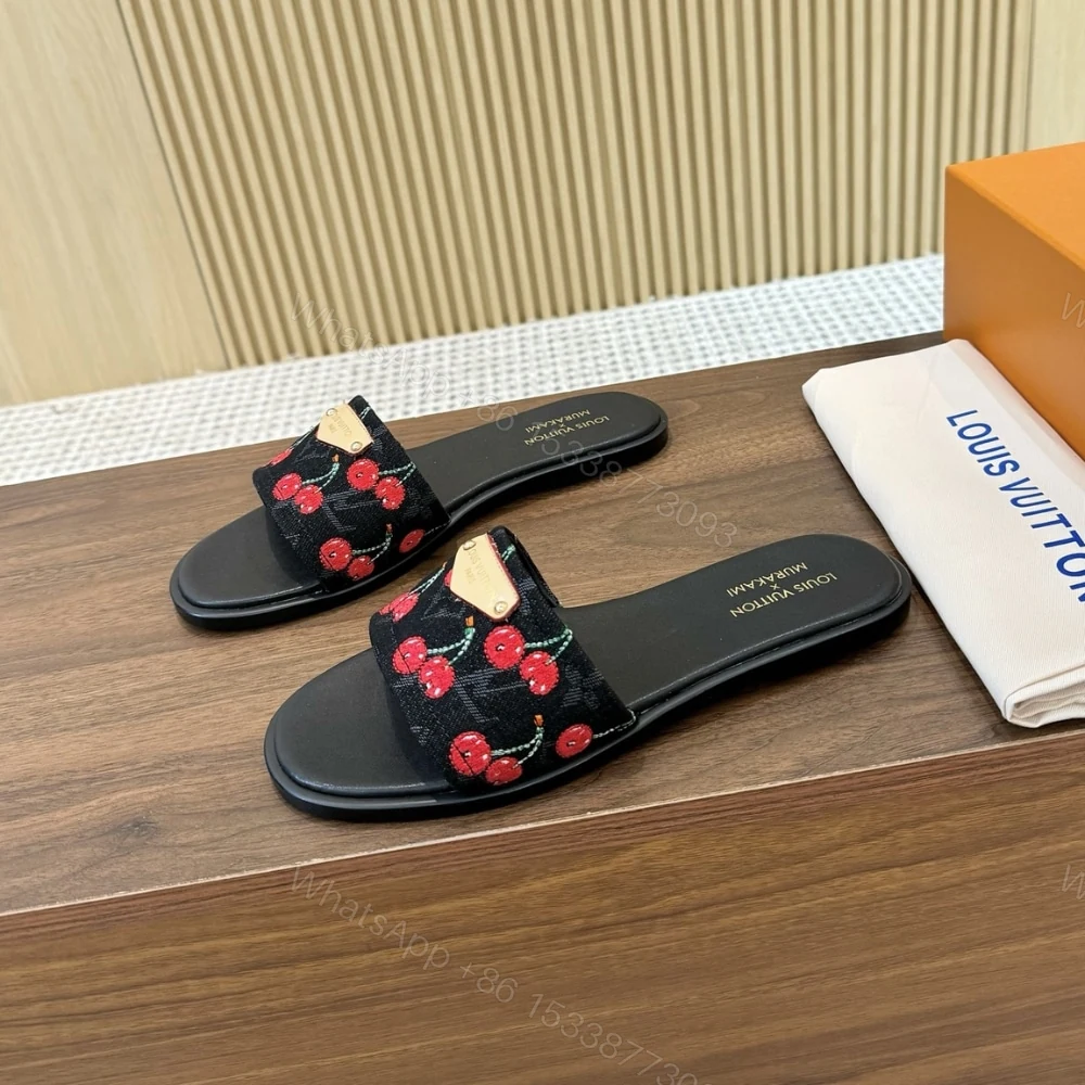 View 3 of LOUIS VUITTON X TAKASHI MURAKAMI LILY FLAT MULE BLACK