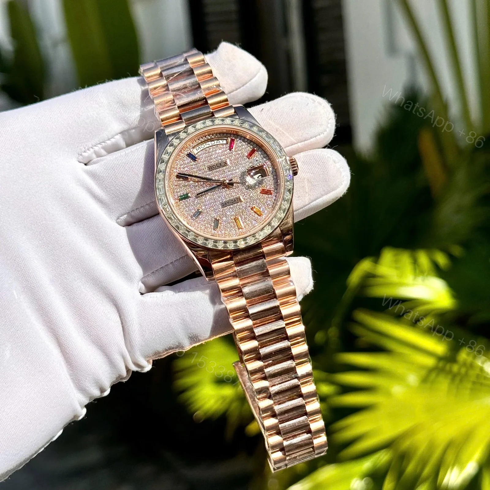 View 5 of Superclone Rolex Day-Date Diamond-Paved Dial 128395tbr-0008 36 mm