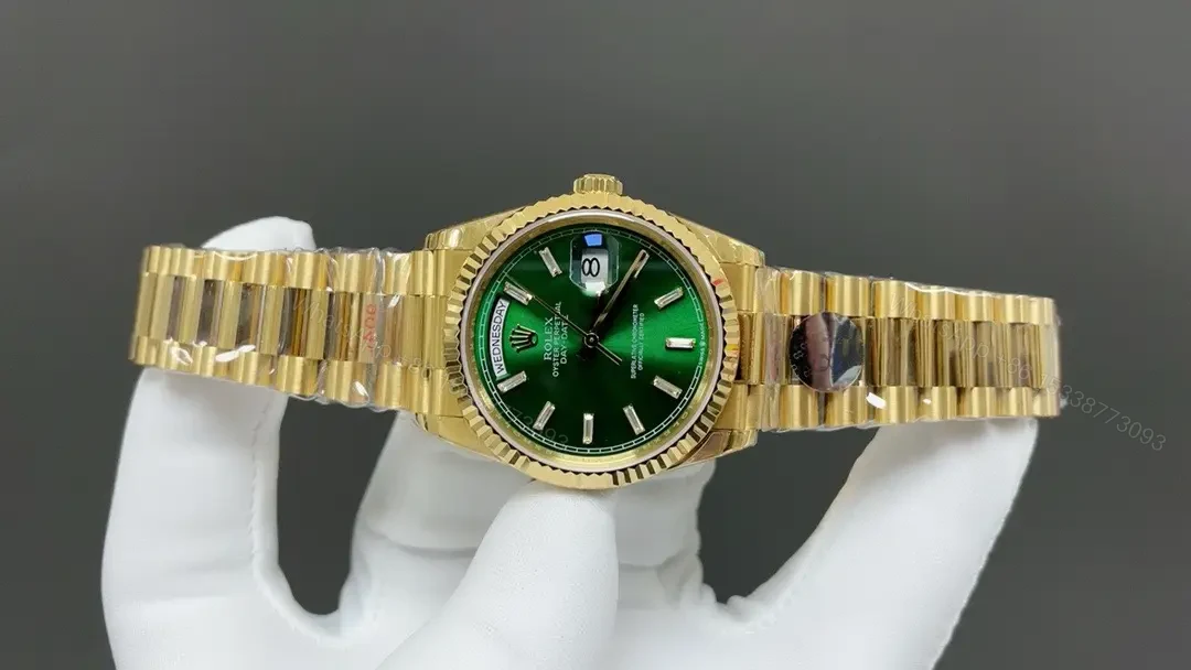 View 2 of Rolex Day-Date 36 Yellow Gold Fluted President Green Dial 118238-0419