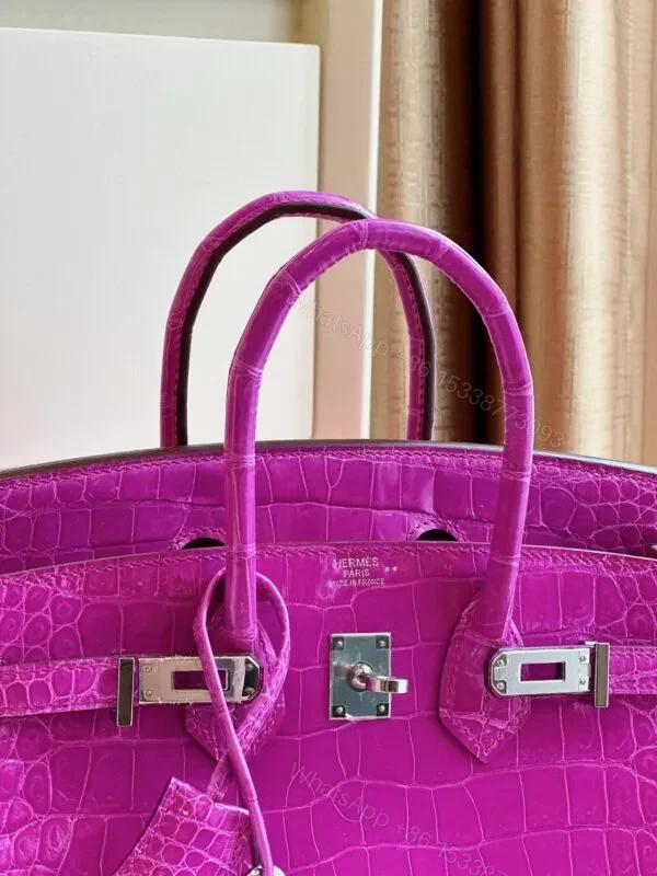 View 7 of HN 25 Purple Genuine Crocodile Leather Palladium Hardware