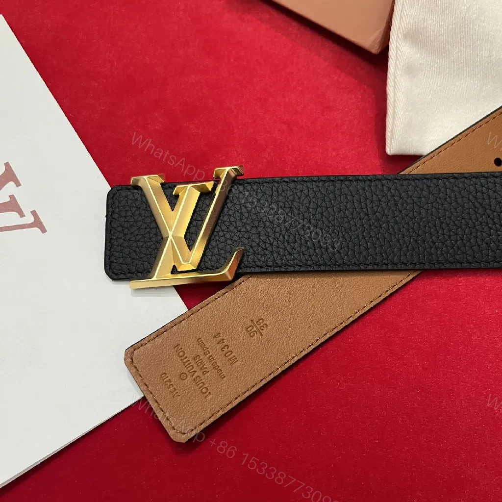 View 7 of Classic Black Leather Belt with Gold Buckle - Unisex Luxury Accessory