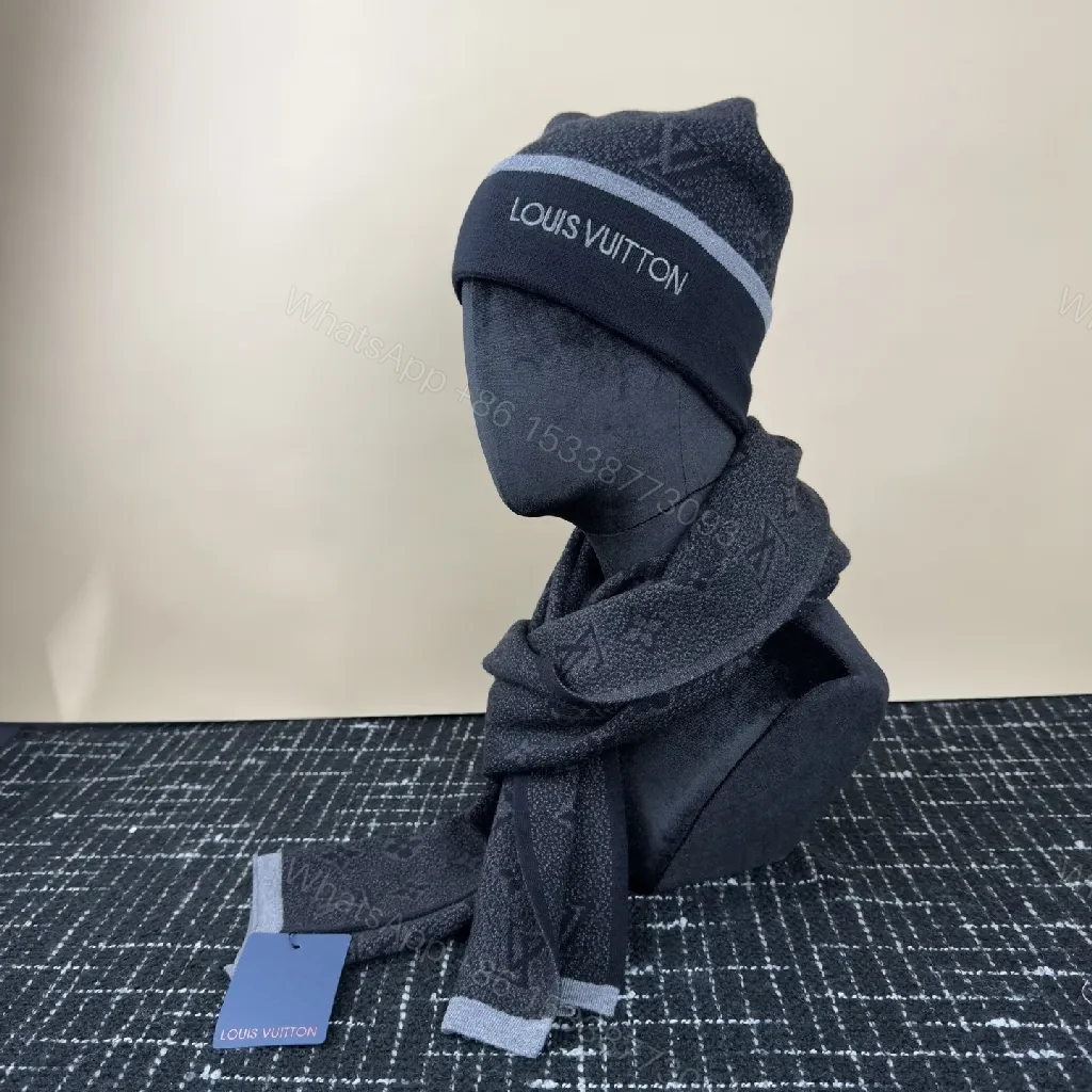 View 3 of Monochrome Knit Set: Luxury Scarf & Beanie Duo