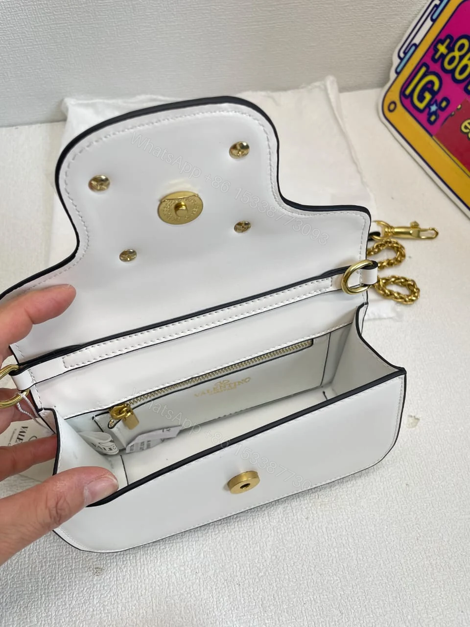View 2 of VALENTINO LO? SMALL SHOULDER BAG IN CALFSKIN WHITE