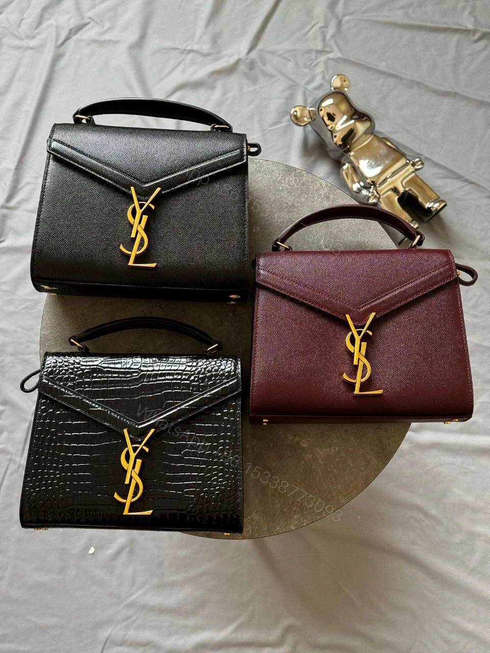 View 2 of Saint Laurent Grain de Poudre Medium Classic Monogram Cassandra