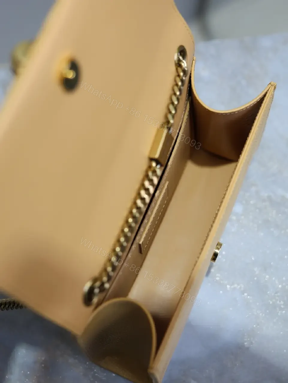 View 2 of Textured Leather Shoulder Bag with Iconic Hardware
