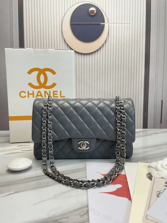 View 5 of Red Quilted Chanel-Inspired Flap Bag with Silver Chain Bag