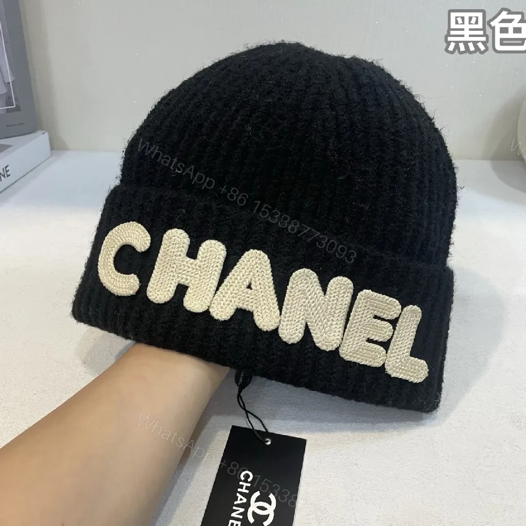 View 6 of Chunky Knit Beanie - Contrast Logo, Luxe Streetwear Style