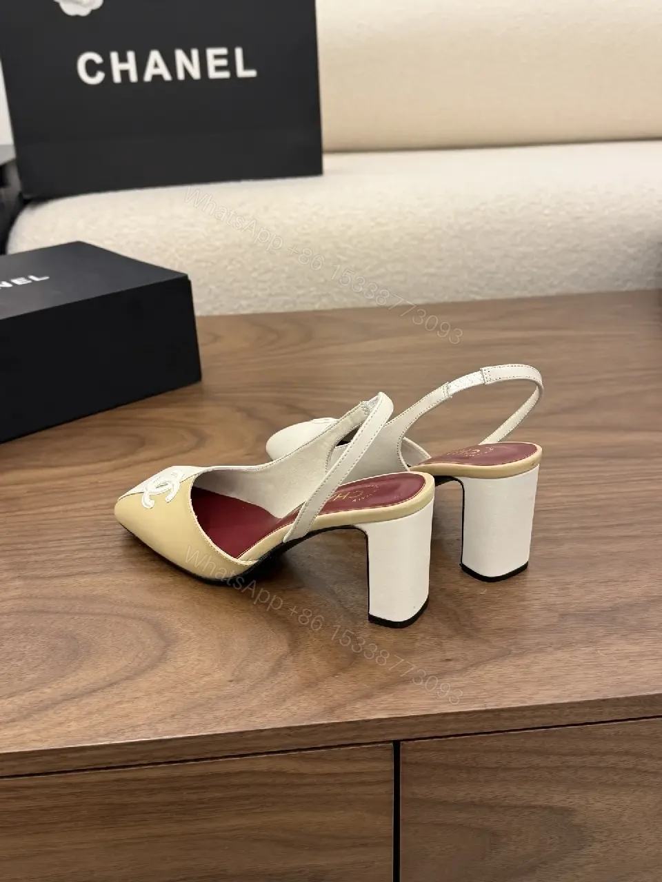 View 9 of Two-Tone Slingbacks: Luxe Leather, Sculpted Heel, Pointed Toe