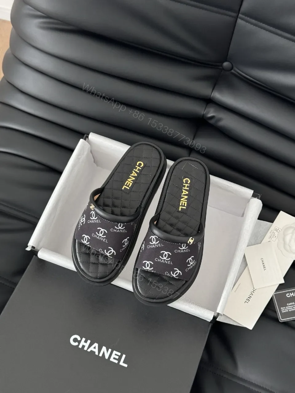 Quilted Logo Slide Sandals: Luxe Comfort Daywear — view 1