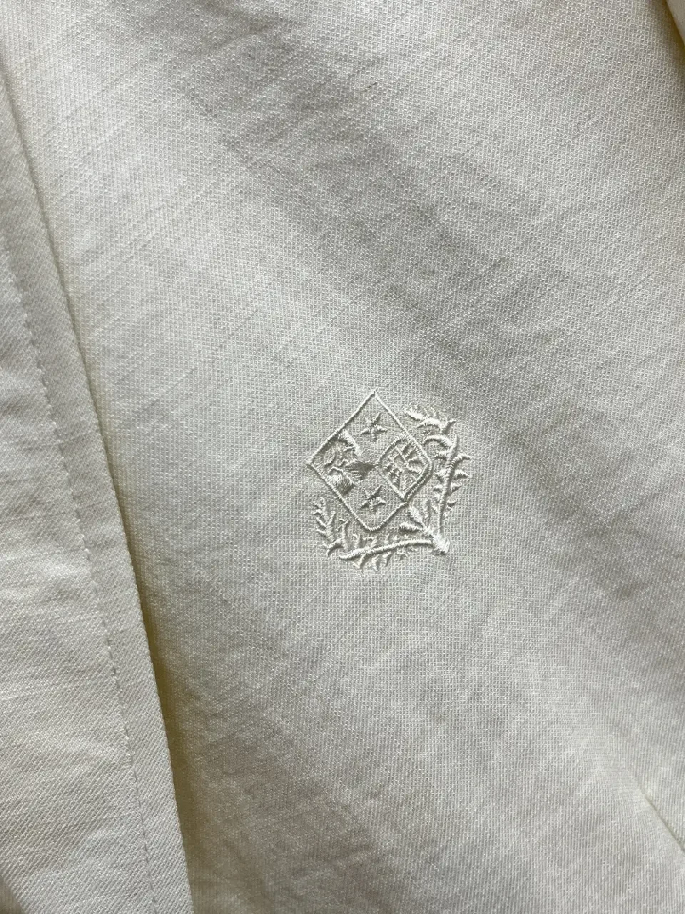 View 6 of White/Off-White Single-Breasted Blazer with Notched Lapels and Subtle Texture