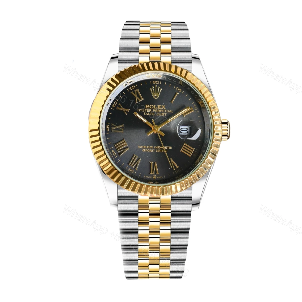 Rolex Datejust Roman Numeral Dial Oystersteel And Gold In Black 41Mm — view 1