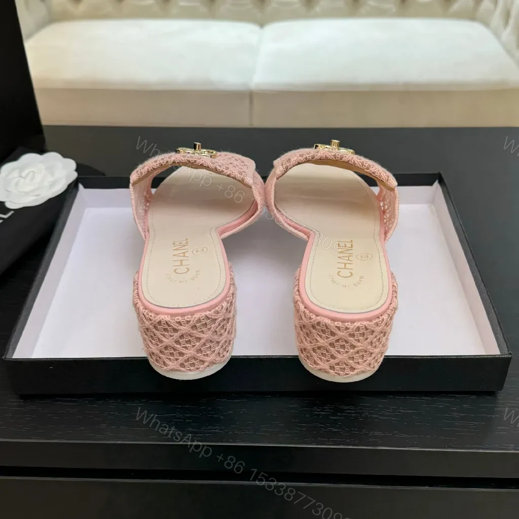 View 2 of Pink Embellished Slide + Jacquard Upper + Luxury Casual + All-Day Comfort + Slide
