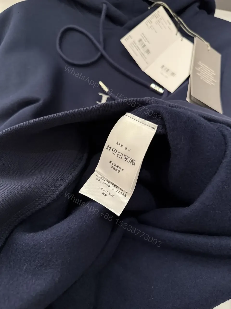View 3 of Navy Luxe Hoodie: Minimalist Logo, Premium Comfort