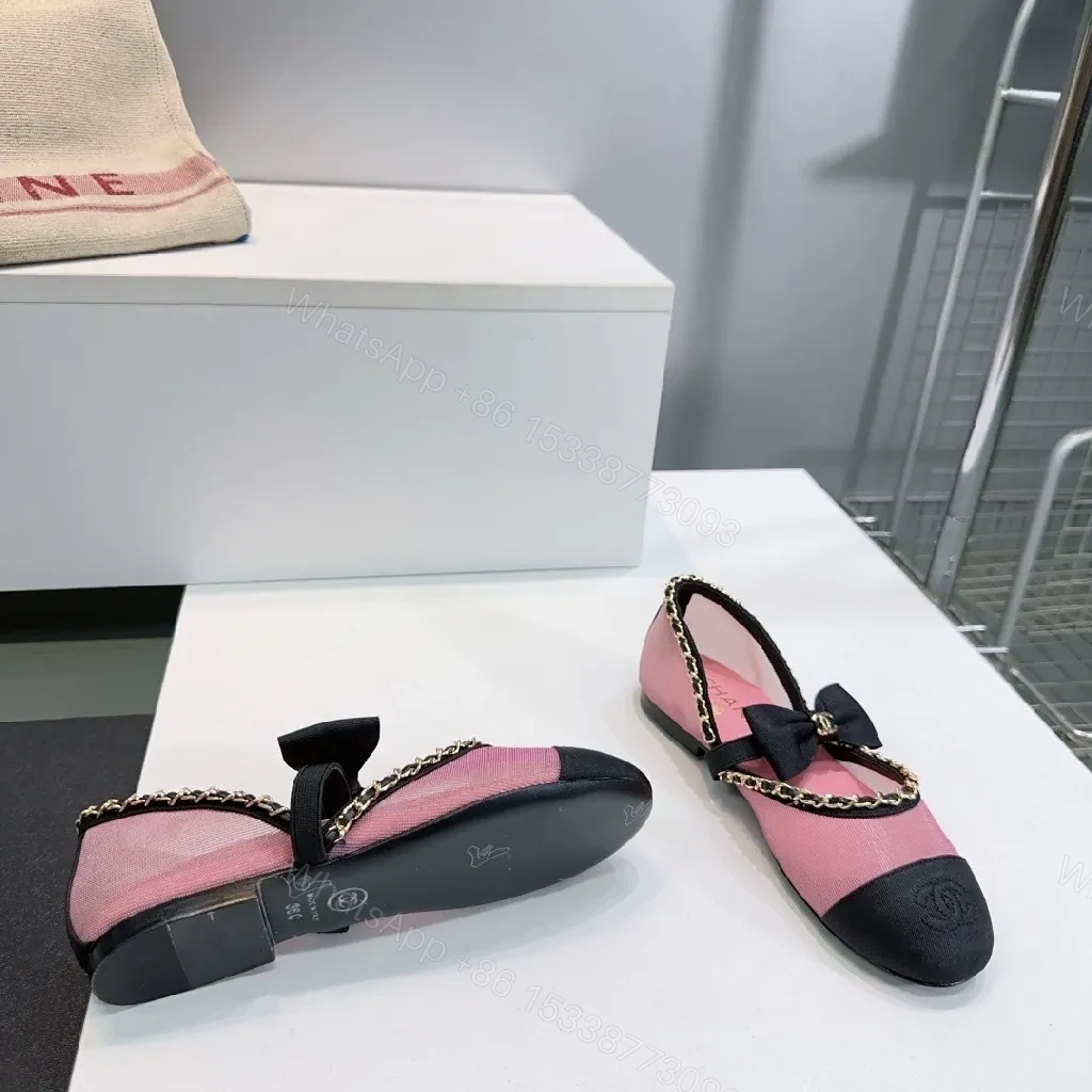 View 8 of Pink & Black Bow Espadrille Flats - Slip-On Comfort