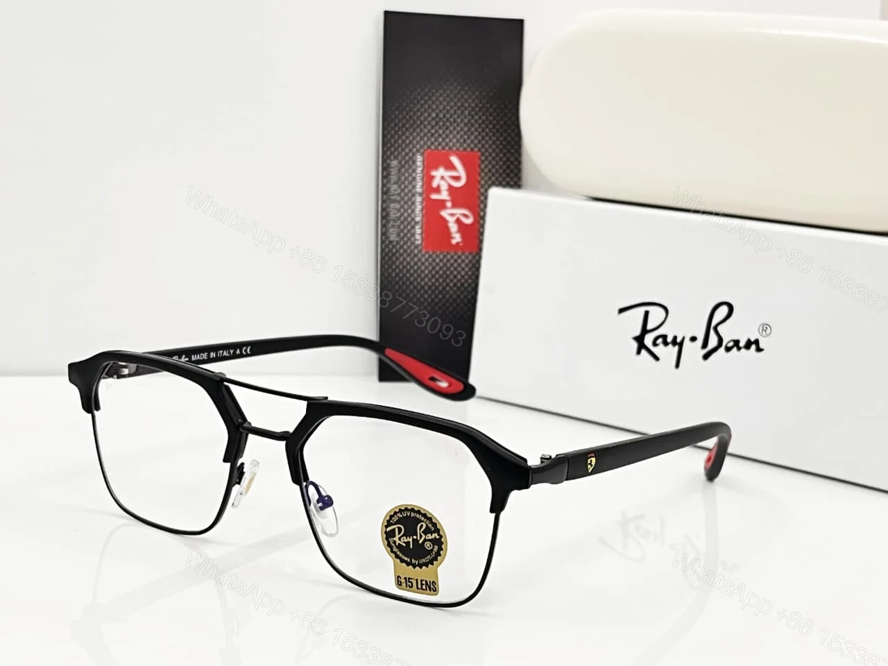View 4 of Ray-Ban Square Aviator Sunglasses Black-Green