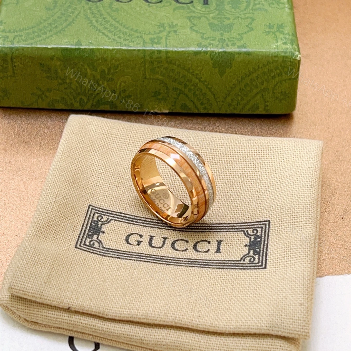 Gucci 原單等級飾品 玫瑰金雙層戒指 簡約線條設計感十足 — view 1
