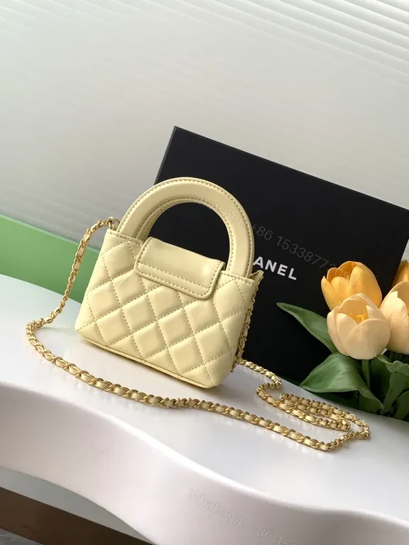 View 5 of Creamy Pearl Beaded Quilted Bag, Gold-Chain Carrying