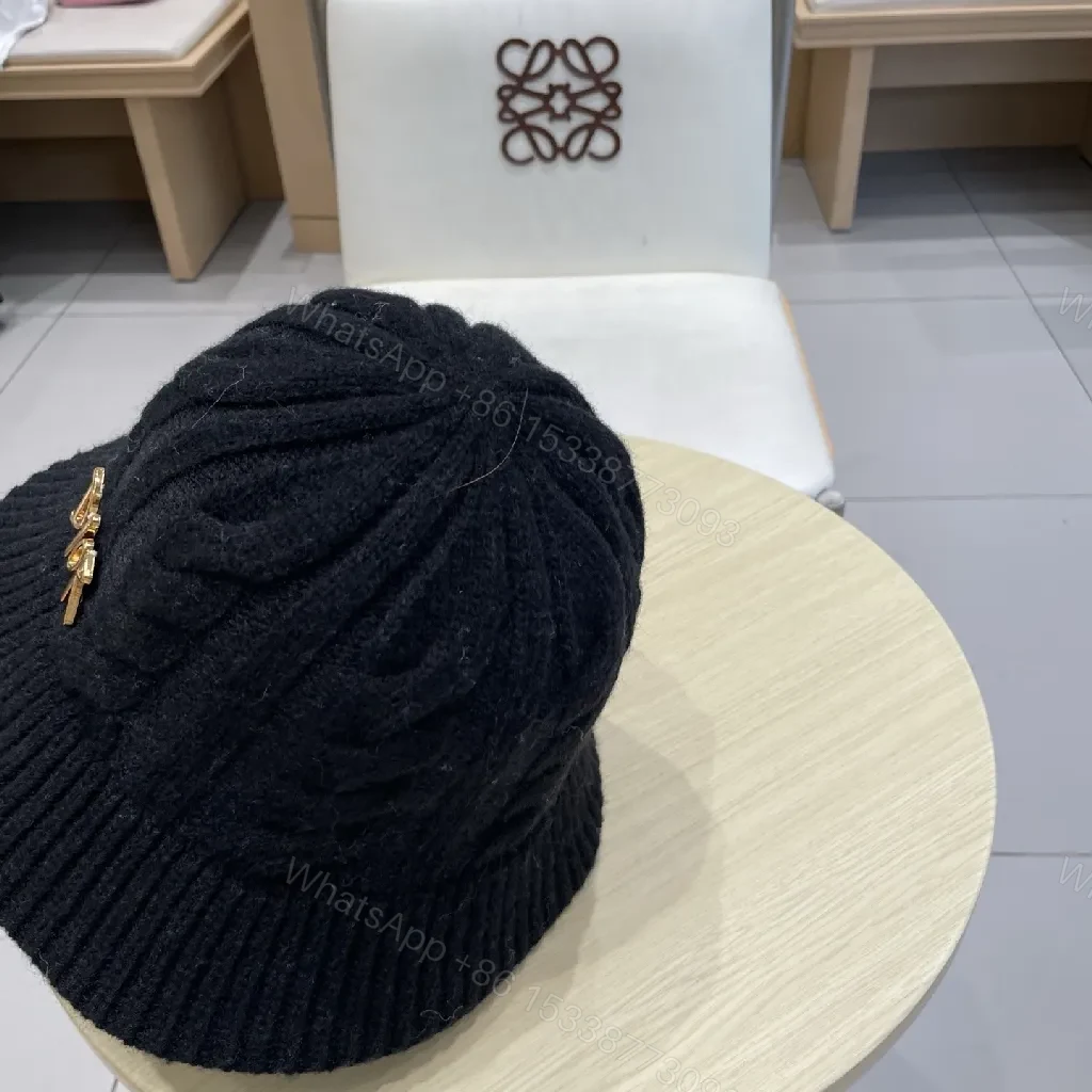 View 9 of Black Knit Bucket Hat Gold Lettering - Luxe Style Cap