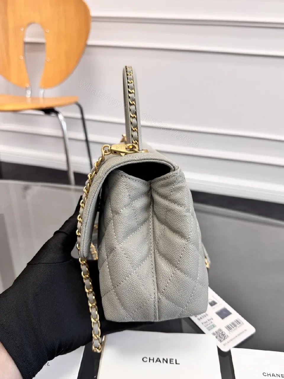 View 5 of Light Grey Quilted Camera Bag: Modern Texture, Classic Charm