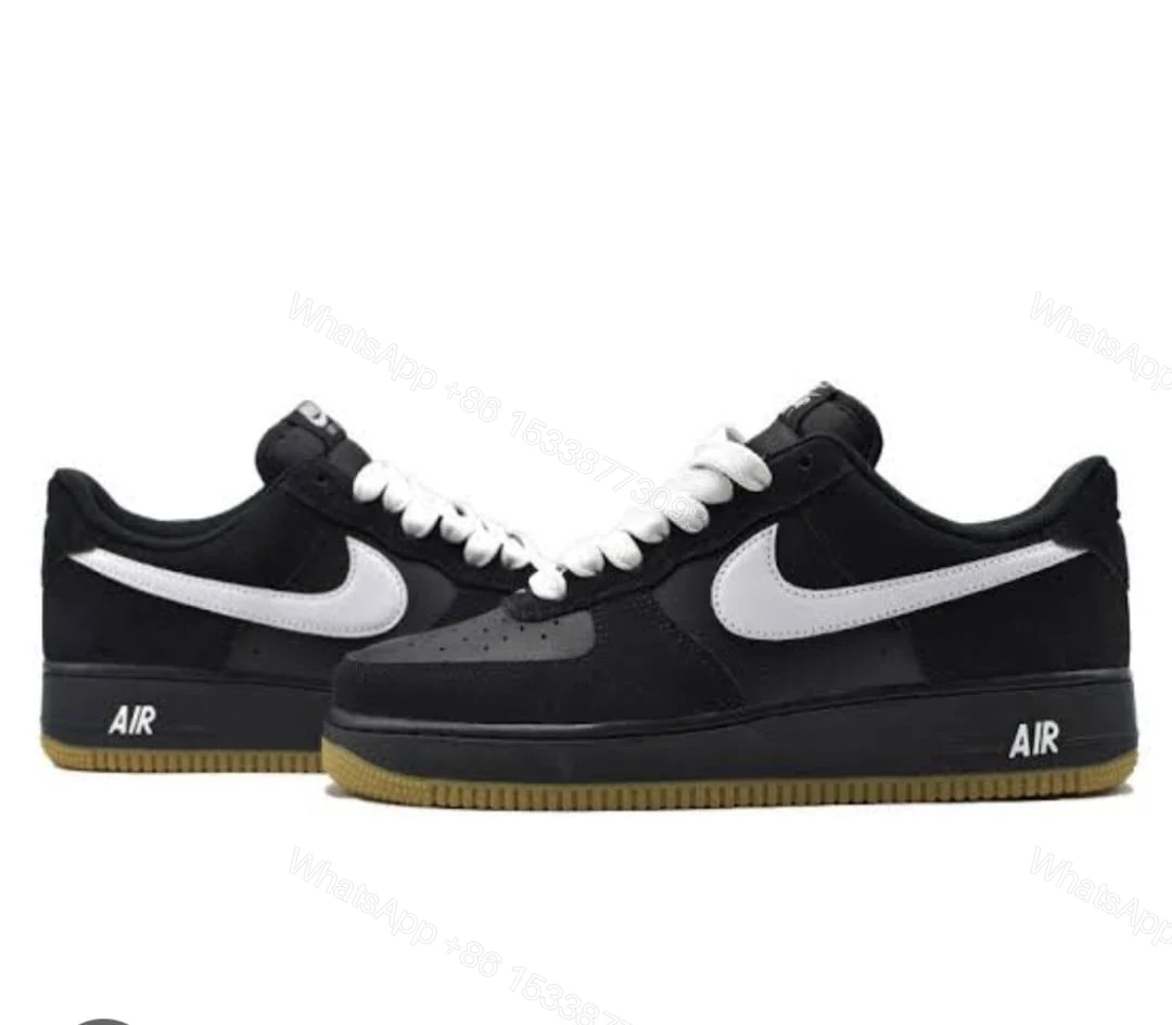 View 3 of Nike airforce originals black tan sole for men